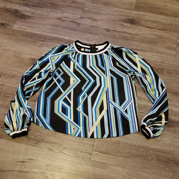 Bisou Bisou Zip Back Zip Bright Flowing Blouse - Picture 1 of 6